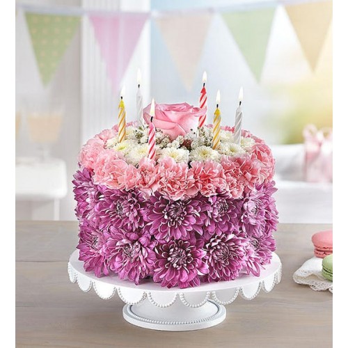 Bright flowers form a Happy Birthday cake embossed, die-cut birthday c –  CAROLWILSON