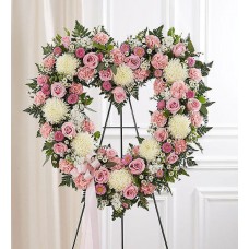 Always Remember Floral Heart Tribute - Pink & White